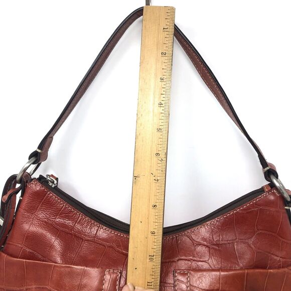 VTG Fossil Leather Shoulder Bag Faux Crocodile Siena Crescent Hobo #75082 - Picture 10 of 15